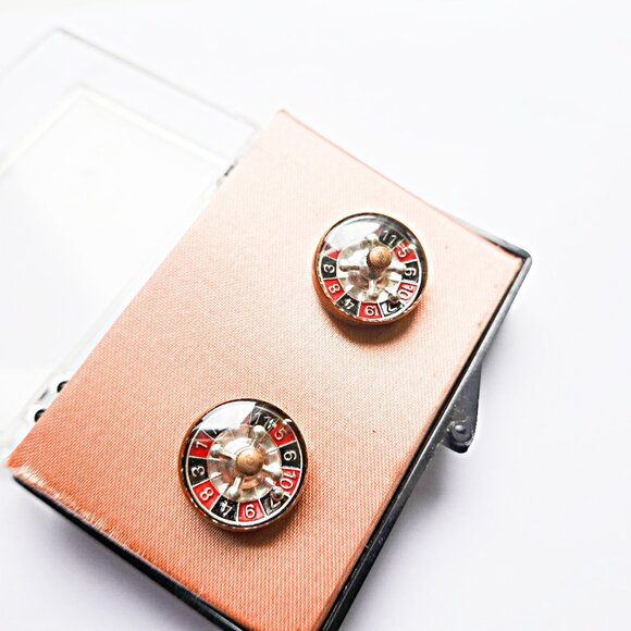 Vintage Austria Roulette Wheel Las Vegas Cufflinks - Picture 1 of 3